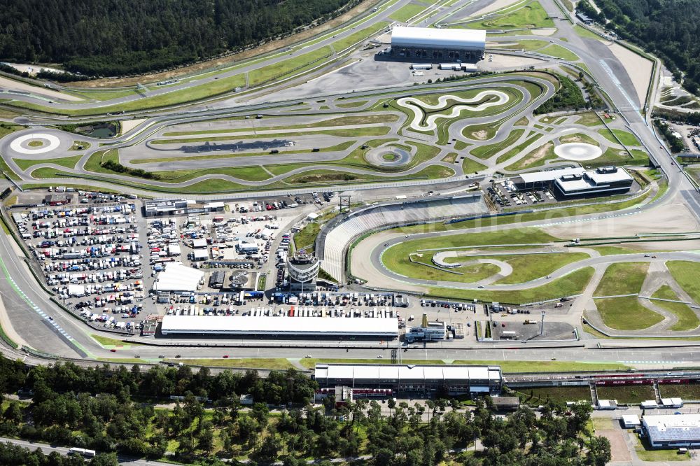 Aerial photograph Hockenheim - Racetrack racecourse in Hockenheim in the state Baden-Wuerttemberg