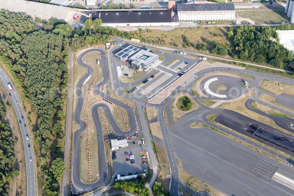 Aerial photograph Embsen - Racetrack racecourse Kartbahn Lueneburg and of ADAC Fahrsicherheitszentrum Hansa in Embsen in the state Lower Saxony, Germany