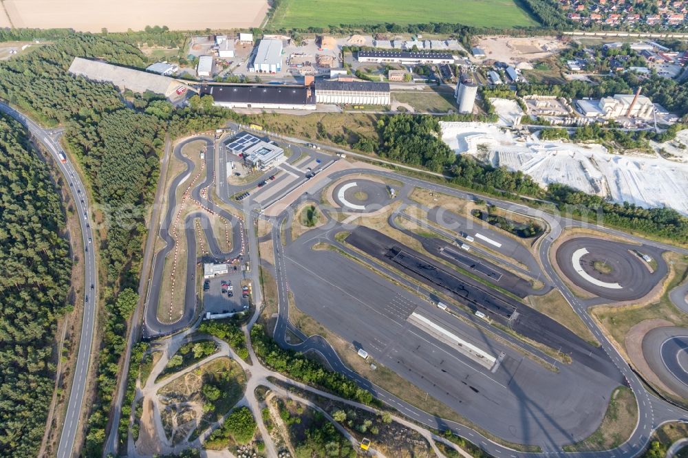 Embsen from above - Racetrack racecourse Kartbahn Lueneburg and of ADAC Fahrsicherheitszentrum Hansa in Embsen in the state Lower Saxony, Germany