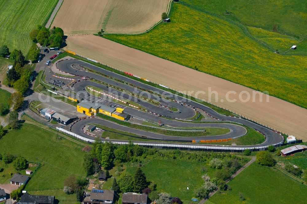 Reichshof from above - Racetrack racecourse Oberbergischer Go-Kart-Ring Hahn on Halbhustener Weg in Reichshof in the state North Rhine-Westphalia, Germany