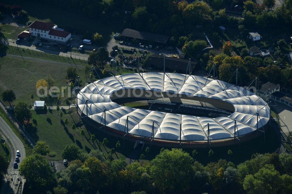 Erfurt from above - Racetrack in the velodrome Andreasried in Erfurt in Thuringia