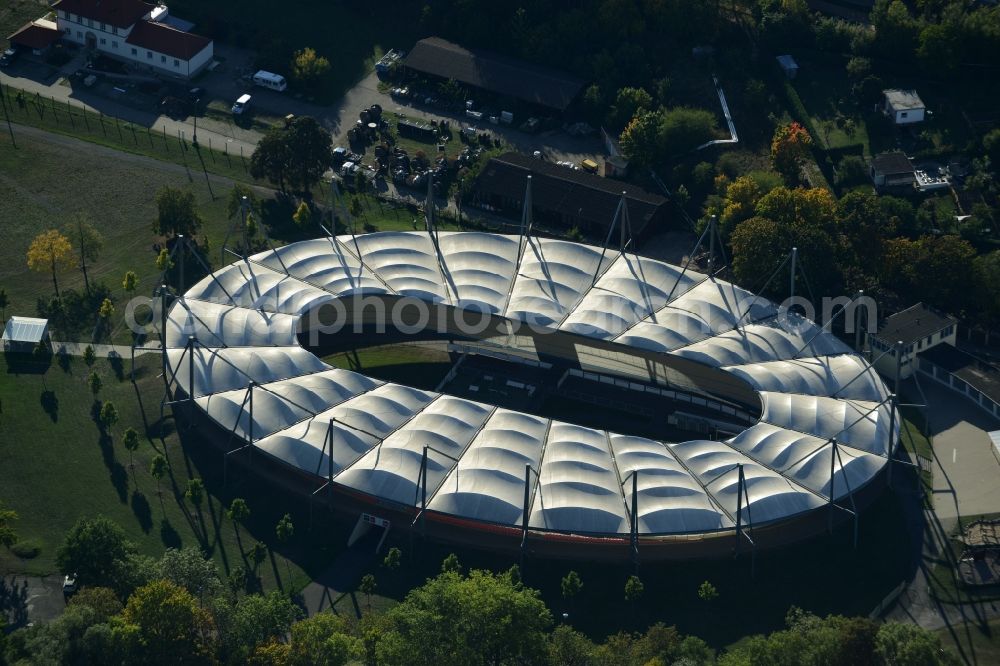 Erfurt from the bird's eye view: Racetrack in the velodrome Andreasried in Erfurt in Thuringia