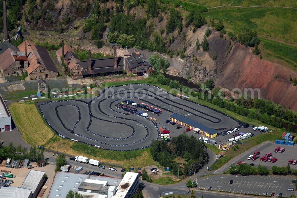 Freiberg from above - Racetrack racecourse Saxoniaring Freiberg on den Muldenhuetten in Freiberg in the state Saxony, Germany