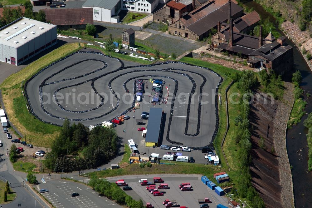 Freiberg from the bird's eye view: Racetrack racecourse Saxoniaring Freiberg on den Muldenhuetten in Freiberg in the state Saxony, Germany