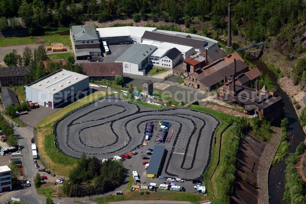 Aerial image Freiberg - Racetrack racecourse Saxoniaring Freiberg on den Muldenhuetten in Freiberg in the state Saxony, Germany