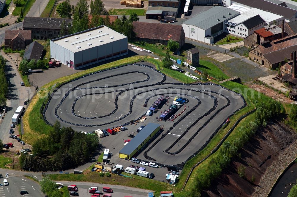 Aerial photograph Freiberg - Racetrack racecourse Saxoniaring Freiberg on den Muldenhuetten in Freiberg in the state Saxony, Germany