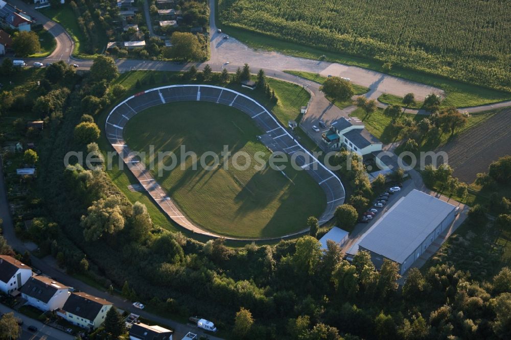 Linkenheim-Hochstetten from above - Racetrack racecourse - trotting RV Badenia Linkenheim in Linkenheim-Hochstetten in the state Baden-Wuerttemberg