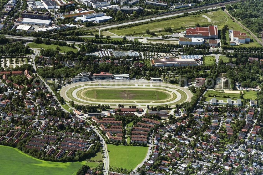 Aerial image München - Racetrack racecourse - trotting Daglfing and Galopprennbahn Riem in Munich in the state Bavaria
