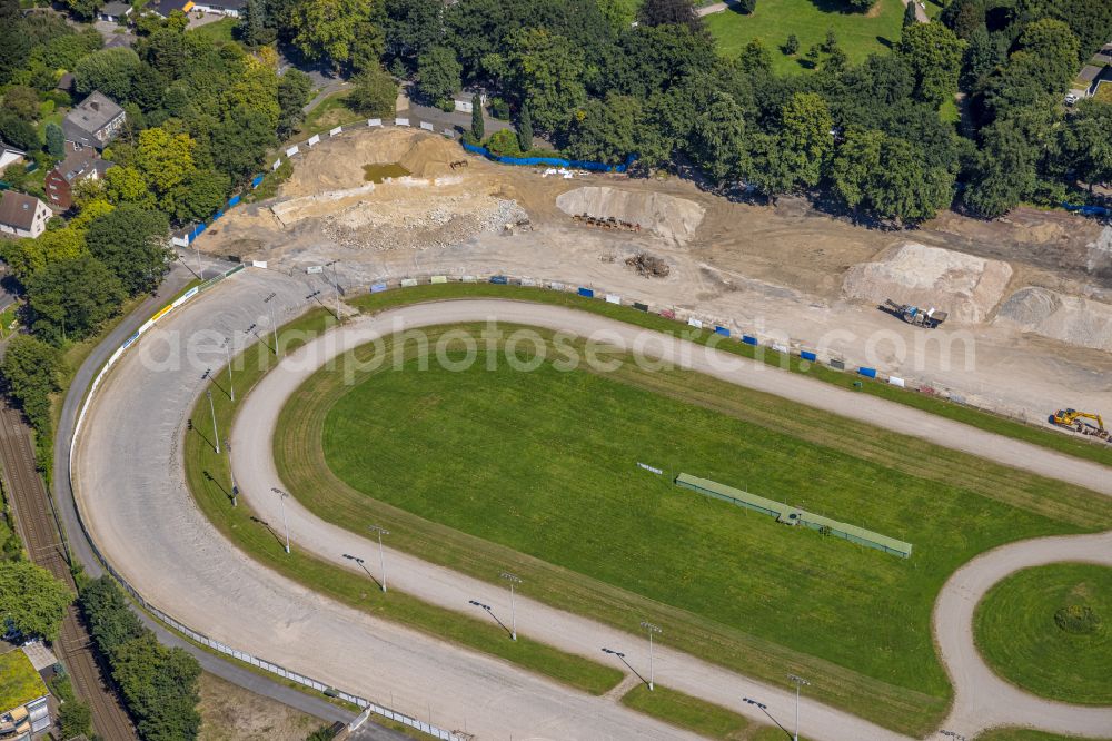 Dinslaken from above - Racetrack racecourse - trotting on street Baerenkampallee in Dinslaken in the state of North Rhine-Westphalia