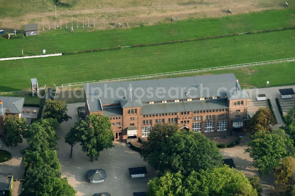 Hoppegarten from the bird's eye view: Racetrack racecourse - trotting in Hoppegarten in the state Brandenburg