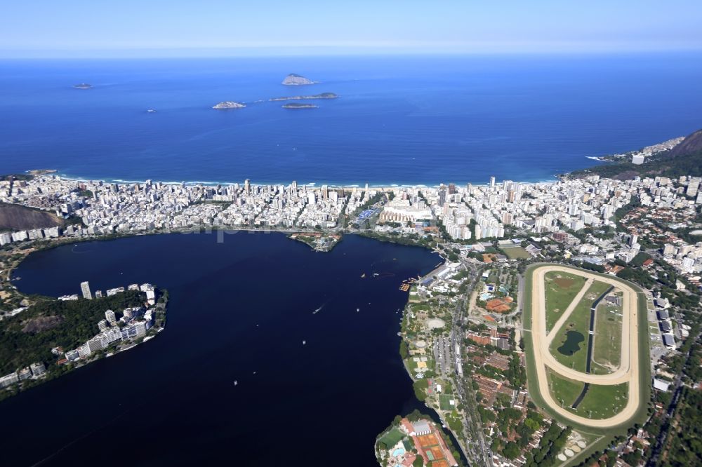 Rio de Janeiro from above - Racetrack racecourse - trotting Jockey Club Brasileiro Praca Santos Dumont, 31 - Gavea in Rio de Janeiro in Brazil