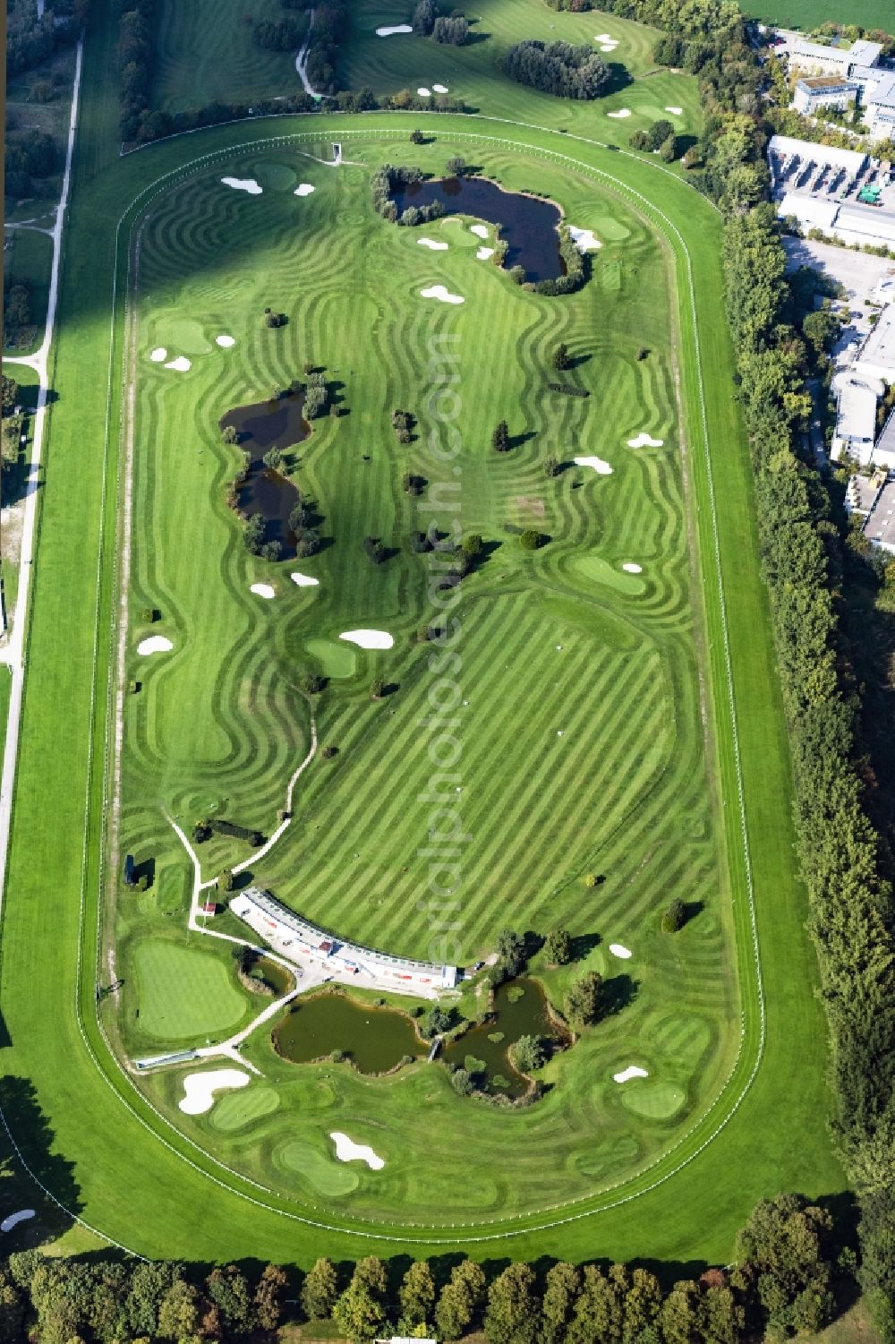 Aerial photograph München - Racetrack racecourse - trotting in Munich in the state Bavaria, Germany