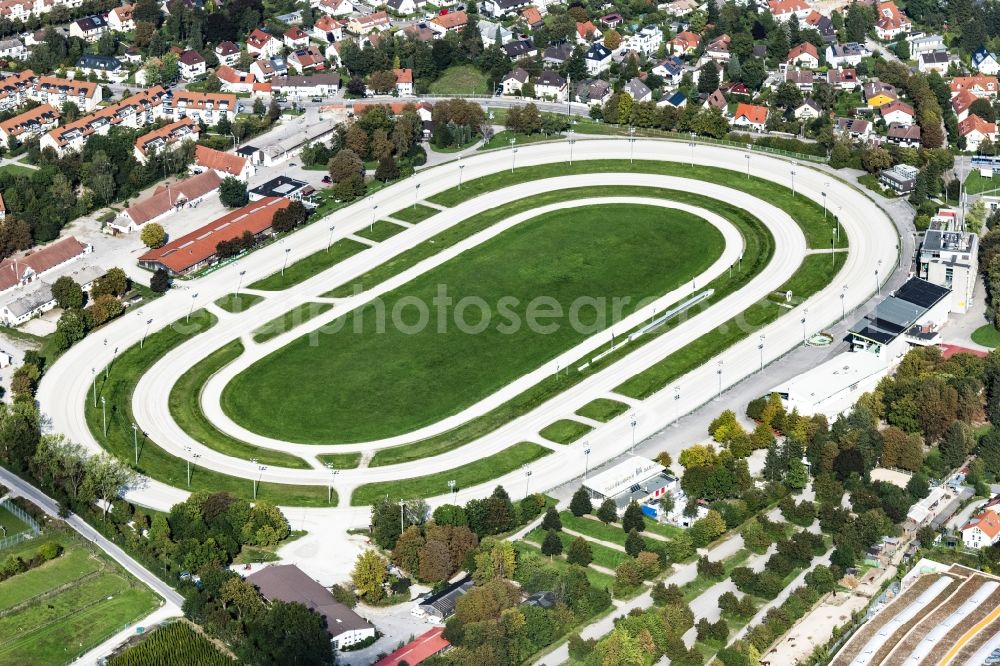 München from above - Racetrack racecourse - trotting in Munich in the state Bavaria, Germany