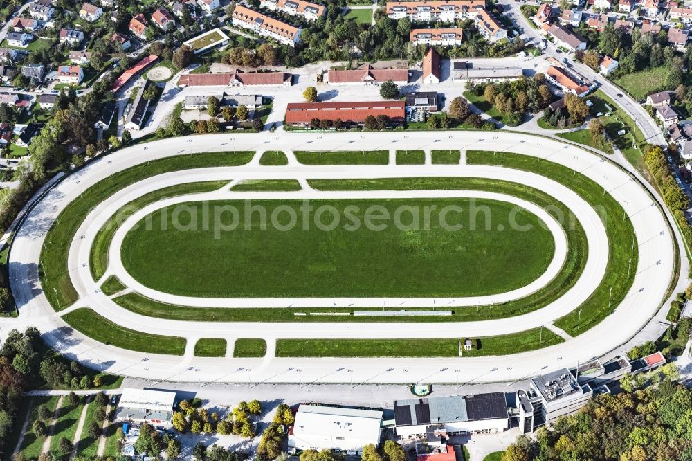 Aerial image München - Racetrack racecourse - trotting in Munich in the state Bavaria, Germany