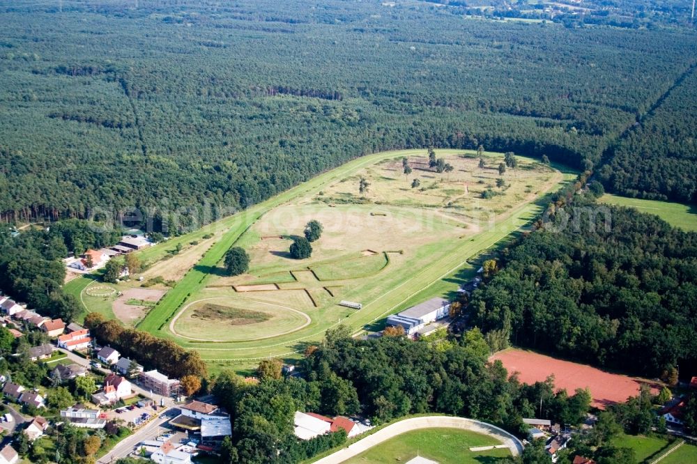 Haßloch from above - Racetrack racecourse - trotting in Hassloch in the state Rhineland-Palatinate