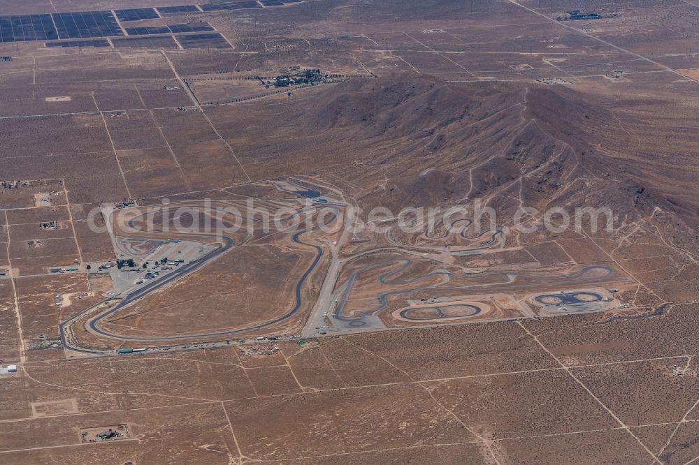 Aerial image Rosamond - Racetrack racecourse Willow Springs International Motorsports Park on street 75th Street West in Rosamond in California, United States of America