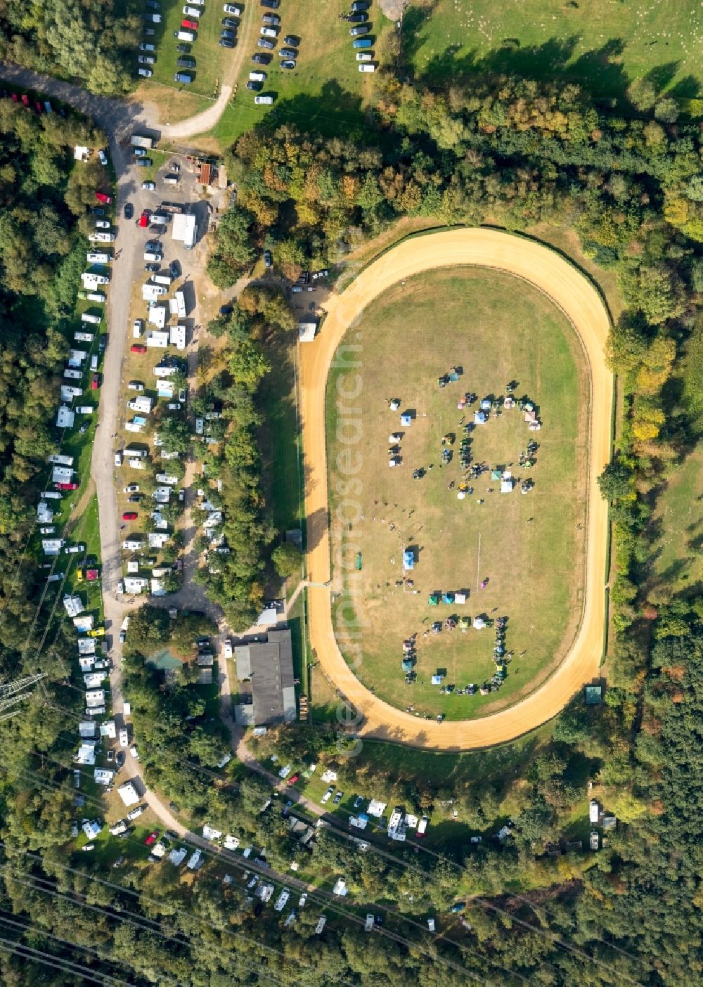 Herne from above - Racetrack racecourse of the Windhundrennbahn in Herne in the state North Rhine-Westphalia