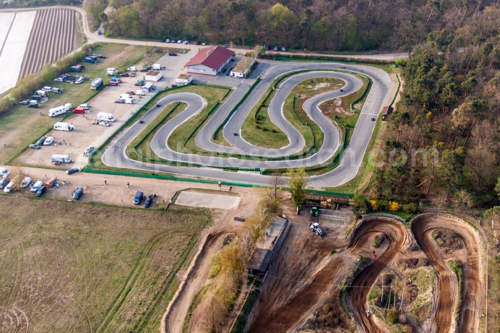 Walldorf from above - Cart-racecourse of Die Kartbahn, Waldparkring Walldorf, and MSC Walldorf Astoria e.V. in ADAC and MFC-Walldorf e.V. in Walldorf in the state Baden-Wurttemberg, Germany