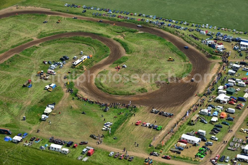 Aerial image Altlandsberg - Racing event on the Stockcar - Arena - Altlandsberg in Brandenburg