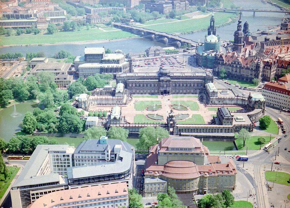 Dresden / Sachs. from above - Repräsentanz der DRESDNER BANK am Dresdner Zwinger.