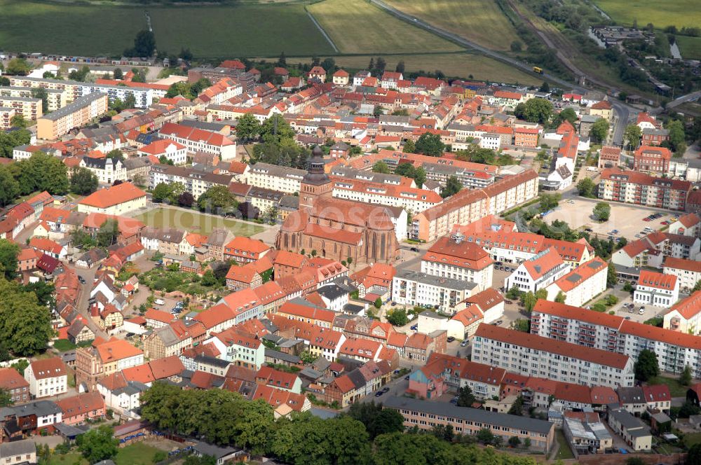 Aerial photograph Malchin - Blick auf ein Wohngebiet von Malchin in Mecklenburg-Vorpommern. Im Stadtzentrum befindet sich die St. Johanniskirche, Kontakt: