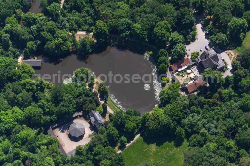 Aerial image Bremen - Building of the restaurant Meierei in Buergerpark in Buergerpark in Bremen, Germany