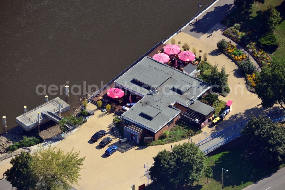 Magdeburg from the bird's eye view: View of the restaurant Petrifoerder in Magdeburg in the state of Saxony-Anhalt
