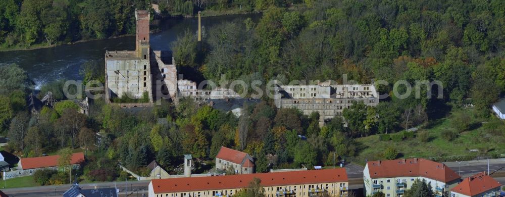 Aerial photograph Halle (Saale) - Remains of the factory ruin on the Altboellberg in Halle (Saale) in Saxony-Anhalt