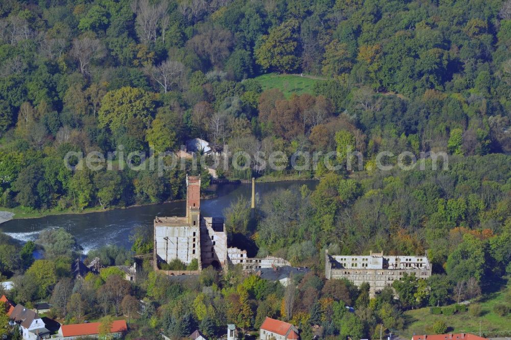 Halle (Saale) from above - Remains of the factory ruin on the Altboellberg in Halle (Saale) in Saxony-Anhalt