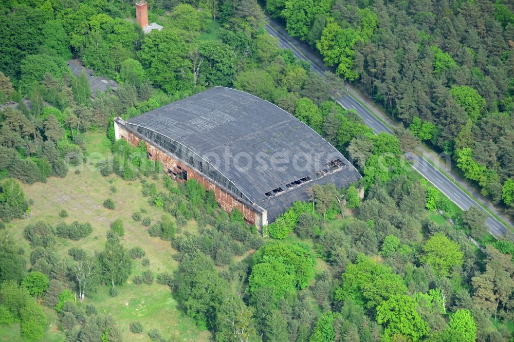 Ludwigslust from above - Remains of the ruins old hangar hangars on the former site of the airfield in Ludwigslust in the state Mecklenburg - Western Pomerania