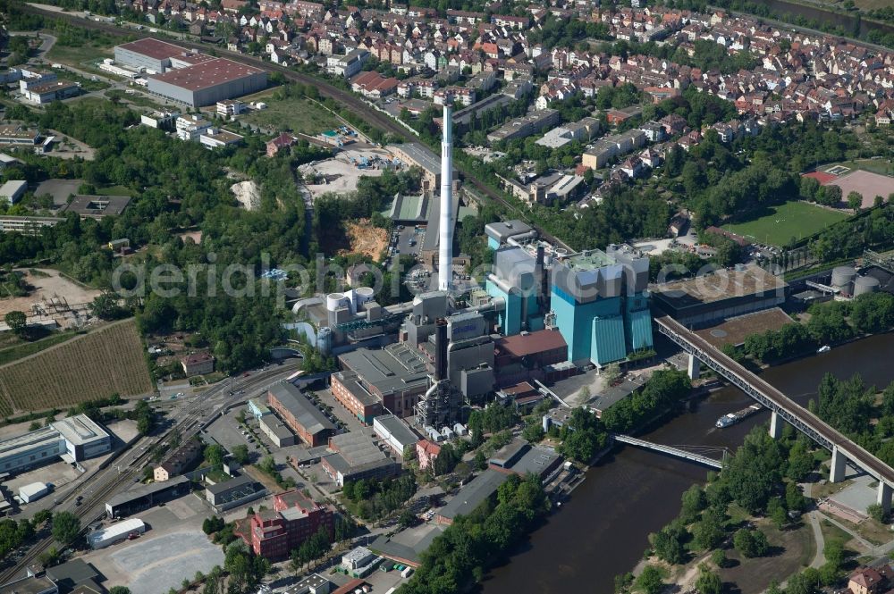 Stuttgart from the bird's eye view: Residual waste to energy plant in Stuttgart-Muenster on the banks of the Neckar flux flow in Stuttgart in Baden-Wuerttemberg