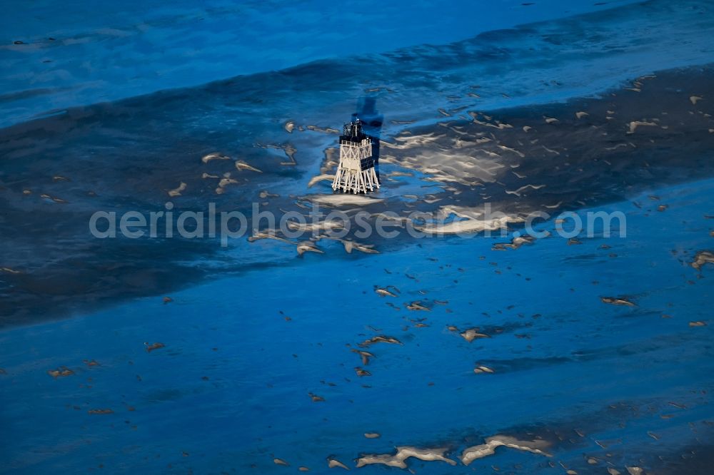 Süderoogsand from the bird's eye view: Rescue beacon on the sandbank in Suederoogsand in the state Schleswig-Holstein, Germany