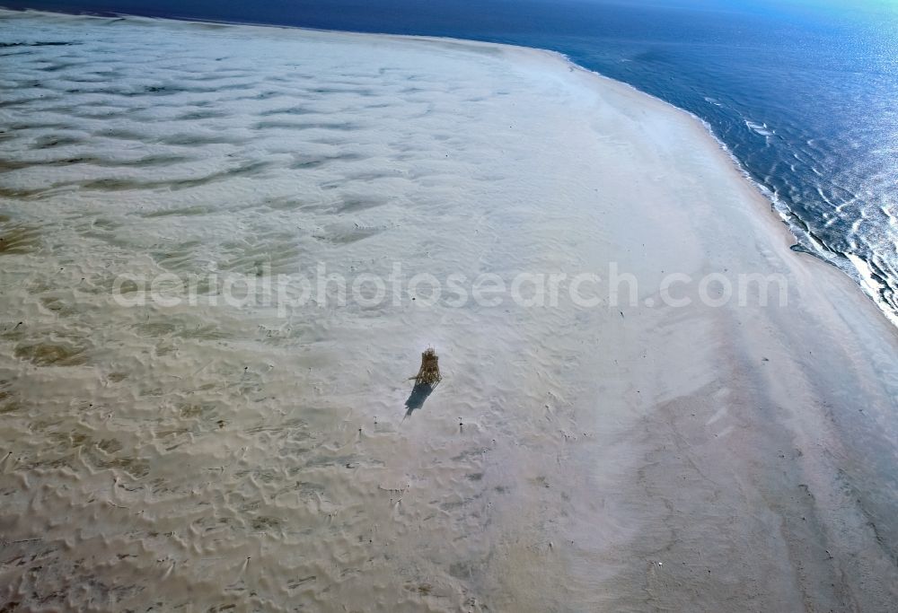 Aerial photograph Süderoogsand - Rescue beacon on the sandbank in Suederoogsand in the state Schleswig-Holstein, Germany