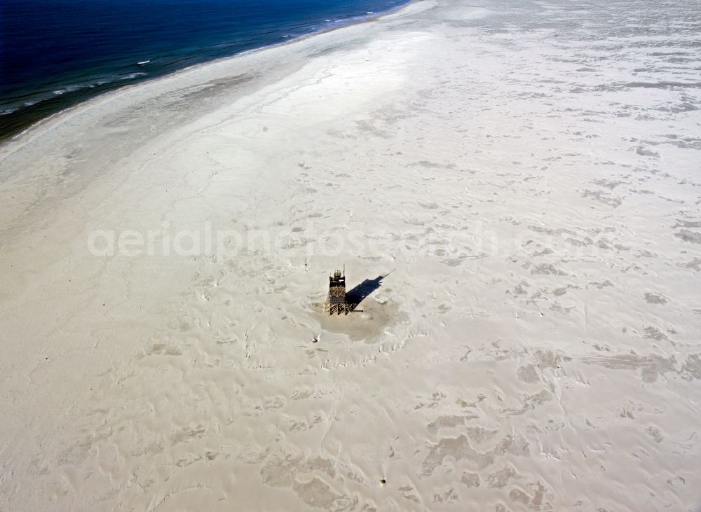 Süderoogsand from above - Rescue beacon on the sandbank in Suederoogsand in the state Schleswig-Holstein, Germany