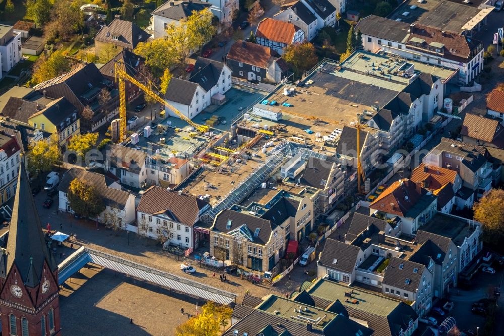 Aerial image Arnsberg - Revitalization and expansion construction at the building complex of the shopping center Marktpassage on Neheimer Markt in the district Neheim in Arnsberg in the state North Rhine-Westphalia, Germany