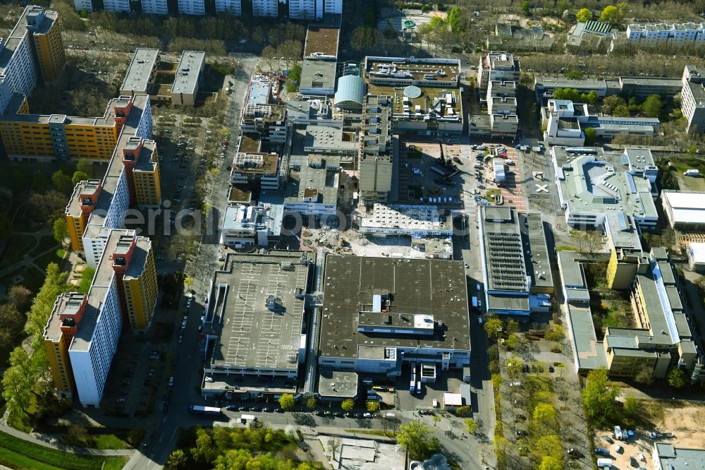 Aerial image Berlin - Revitalization and expansion construction at the building complex of the shopping center Maerkische Zentrum in the district Maerkisches Viertel in Berlin, Germany