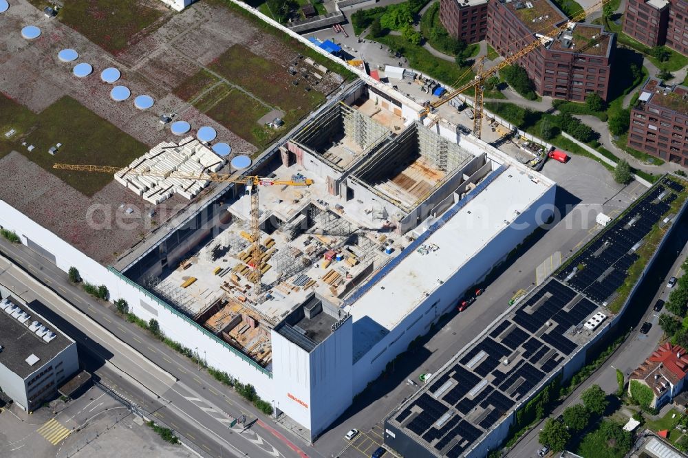 Aerial image Basel - Revitalization and expansion construction at the building complex of the shopping center Stuecki in the district Kleinhueningen in Basel, Switzerland