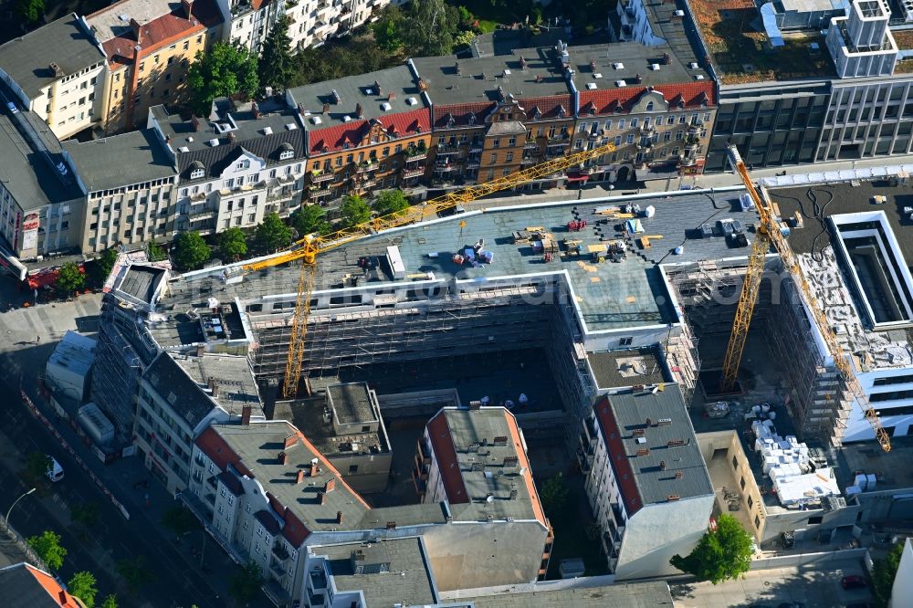 Aerial image Berlin - Revitalization and expansion construction at the building complex of the shopping center Tegel Quartier on street Gorkistrasse in the district Tegel in Berlin, Germany