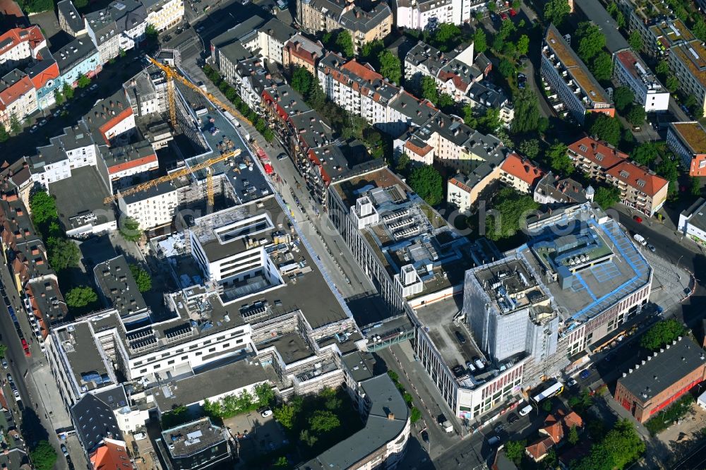 Aerial image Berlin - Revitalization and expansion construction at the building complex of the shopping center Tegel Quartier on street Gorkistrasse in the district Tegel in Berlin, Germany