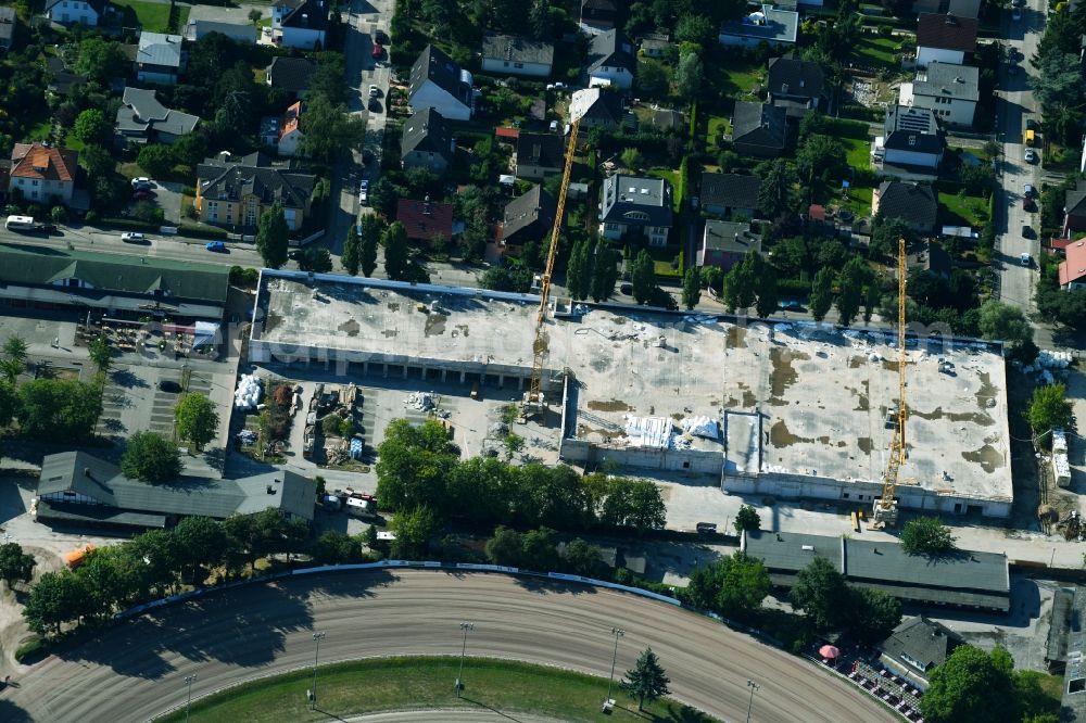 Berlin from above - Revitalization and expansion construction at the building complex of the shopping center Titlisweg in the district Mariendorf in Berlin, Germany