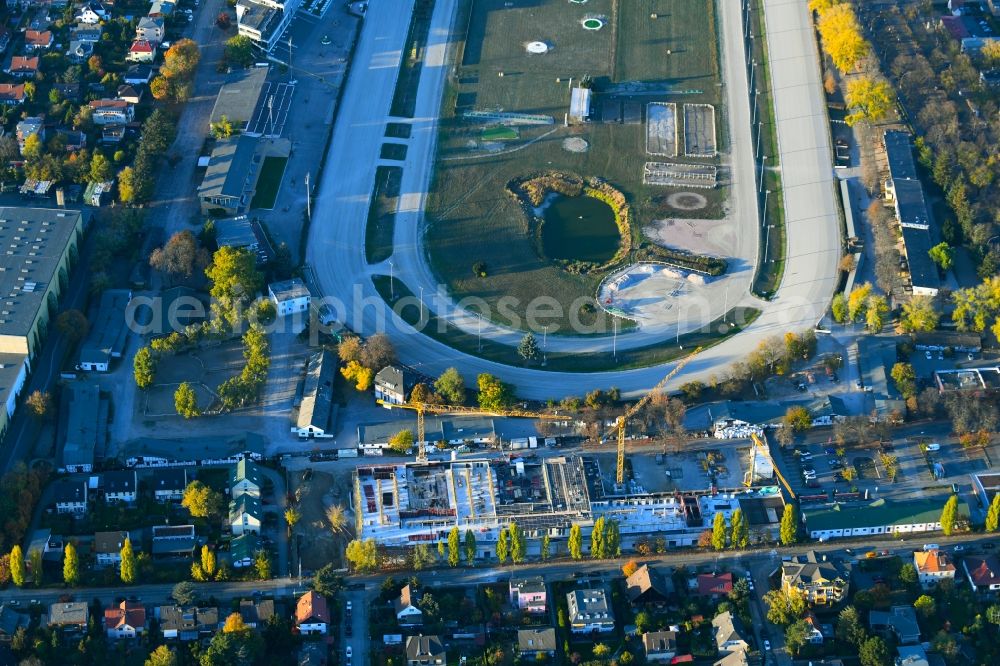 Berlin from above - Revitalization and expansion construction at the building complex of the shopping center Titlisweg in the district Mariendorf in Berlin, Germany