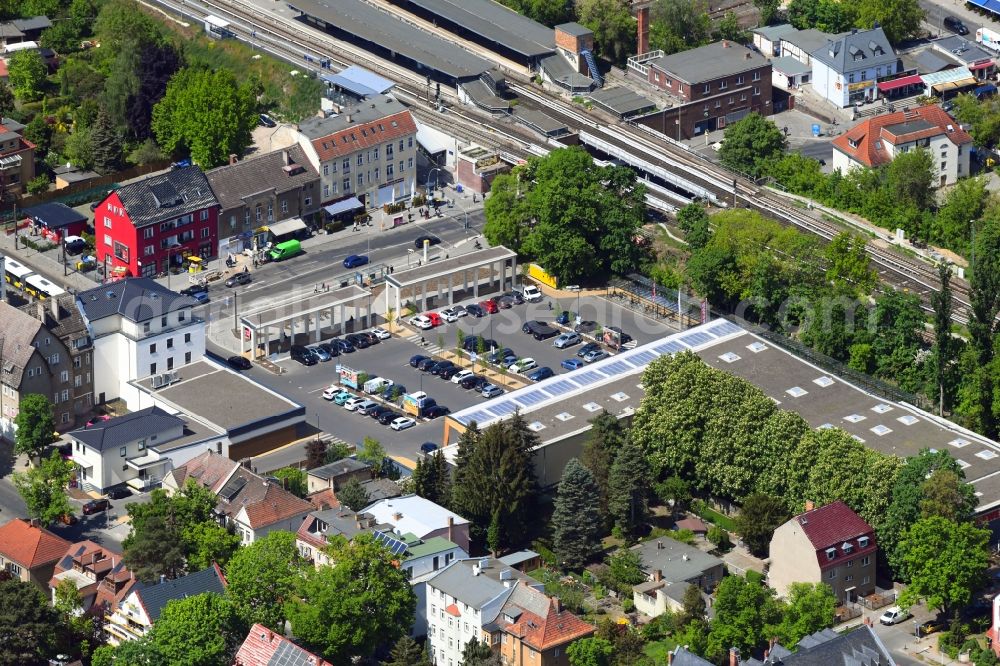 Berlin from above - Building complex of the REWE shopping center on Hoenower Strasse in the district Mahlsdorf in Berlin, Germany