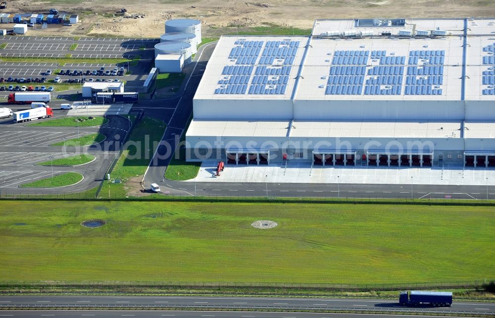 Aerial image Oranienburg - View of the Rewe logistics centre in Oranienburg in the state Brandenburg