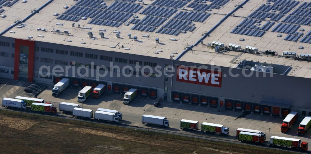 Aerial photograph Oranienburg - View of the Rewe logistics centre in Oranienburg in the state Brandenburg