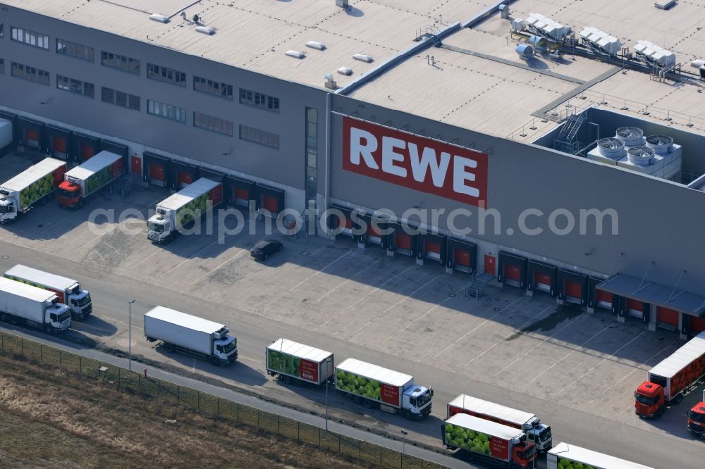 Oranienburg from the bird's eye view: View of the Rewe logistics centre in Oranienburg in the state Brandenburg