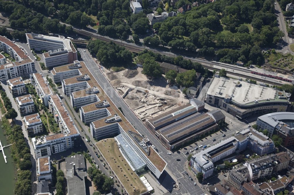 Aerial photograph Mainz - Extension of a new construction site at the Museum- Building Roemisch-Germanisches Zentralmuseum in the district Altstadt in Mainz in the state Rhineland-Palatinate, Germany