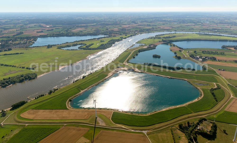 Aerial image Rees - View of the Rhine near Rees in the state of North Rhine-Westphalia