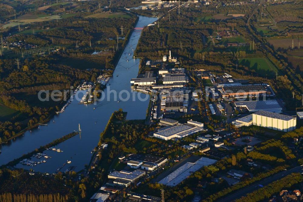 Herne from above - View of the canal Rhine-Herne-Canal in Herne in the state North Rhine-Westphalia