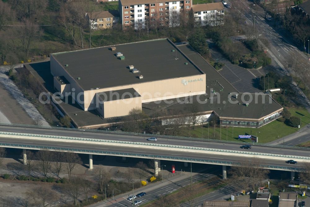 Aerial photograph Duisburg OT Hamborn - View of the Rhein-Ruhr-Halle in Hamborn in Duisburg in the state North Rhine-Westphalia