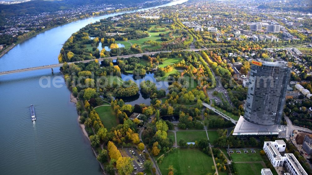 Bonn from above - Rheinaue in Bonn in the state North Rhine-Westphalia, Germany